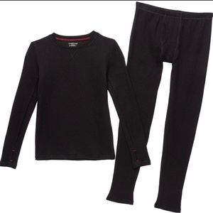 Cuddl Duds Big Boys Black Thermal Base Layer Set LS Shirt Pants Size Large